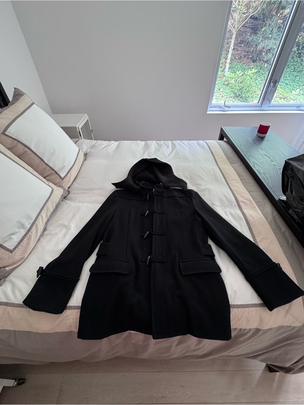 Black Hooded Toggle Peacoat